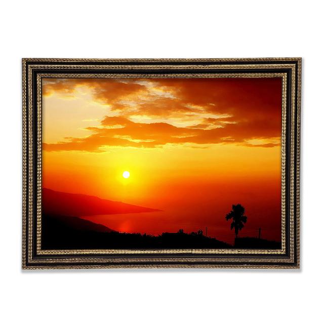 Morning Sun Over The Ocean - Single Picture Frame Art Prints on Canvas Ebern Designs Size: 42cm H x 59.7cm W x 3cm D, Format: Silver Framed paper on Productcaster.