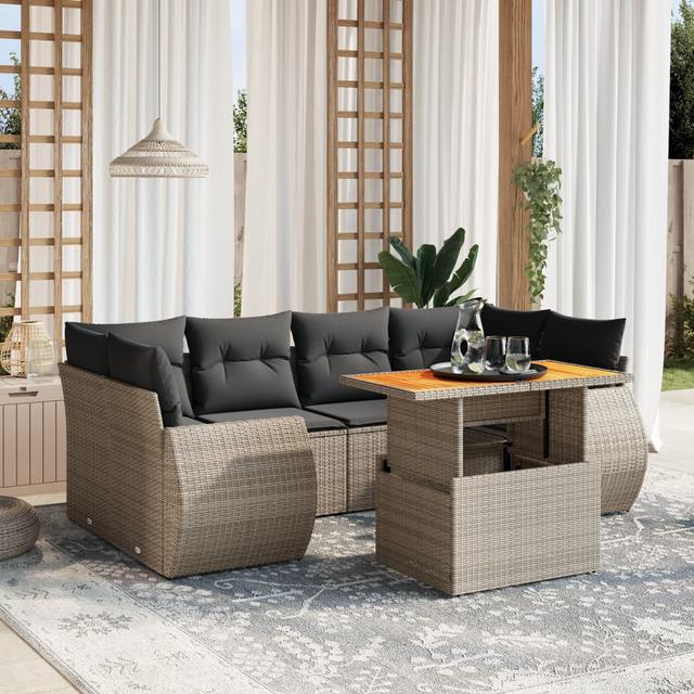 Vidaxl 7-Tlg. Garten-Sofagarnitur Mit Kissen Grau Poly Rattan DEvidaxl on Productcaster.