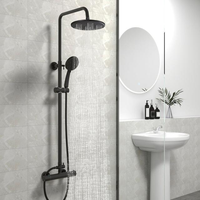 Mellery Thermostatic Shower with Adjustable Shower Head Belfry Bathroom Finish: Matte Black on Productcaster.