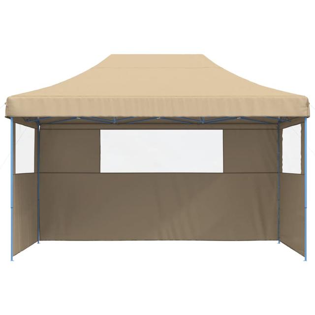 Vidaxl Foldable Party Tent Pop-Up With 3 Sidewalls Dakota Fields Frame Finish: Blue, Roof Colour: Beige, Size: 315cm H x 440cm W x 292cm D on Productcaster.