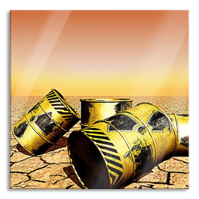 Nuclear Waste Barrels - No Frame Print on Glass Ebern Designs Size: 70cm H x 70cm W x 0.4cm D on Productcaster.