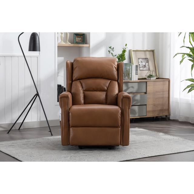 Lelani Ansley Genuine Leather Lift Assist Recliner Ebern Designs Upholstery Colour: Tan on Productcaster.