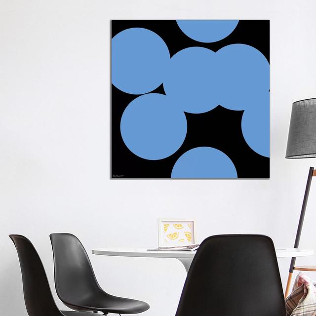 99 Blue Circles On Black Ivy Bronx Size: 93.98cm H x 93.98cm W x 1.91cm D on Productcaster.