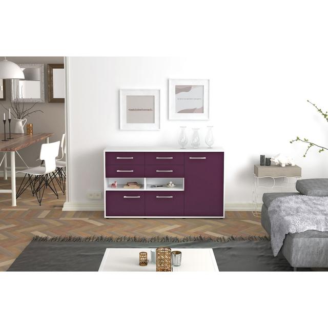 Bahareh sideboard, white body, mint front (136 x 79 x 35cm), including metal handles Brayden Studio Colour: Purple/White on Productcaster.