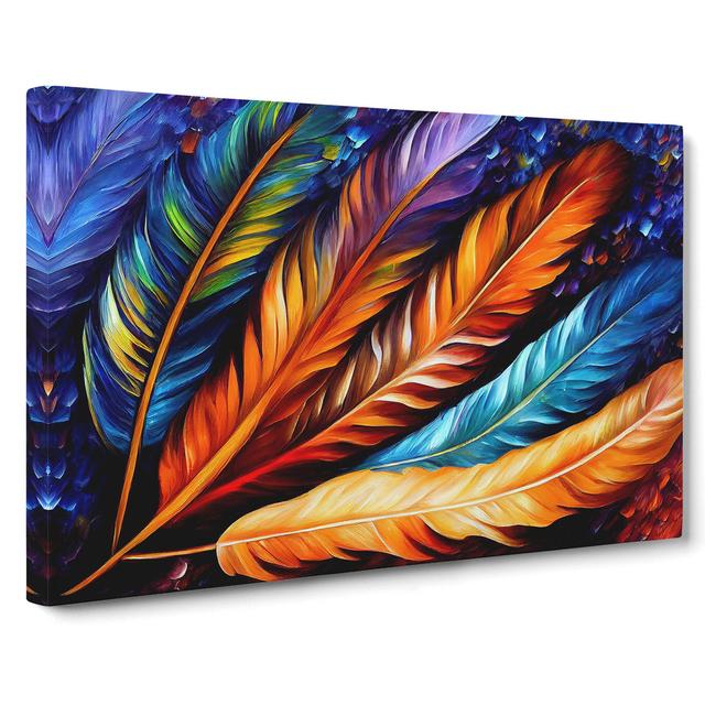 Bird Feather Vol.1 Abstract - Wrapped Canvas Painting Latitude Vive Size: 40cm H x 60cm W x 3cm D on Productcaster.