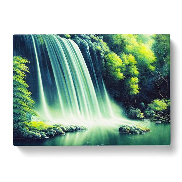 Lush Waterfall Vol.2 - Wrapped Canvas Painting Alpen Home Size: 35cm H x 50cm W x 3cm D on Productcaster.