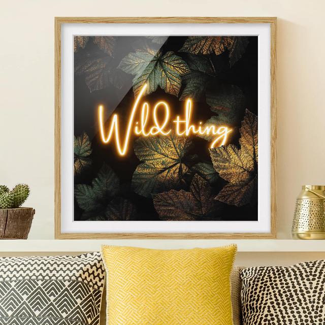 Picture With Frame - Wild Thing Golden Leaves - Square 1:1 Happy Larry Format: Brown Framed, Size: 30cm H x 30cm W x 2cm D, Matte Colour: White on Productcaster.