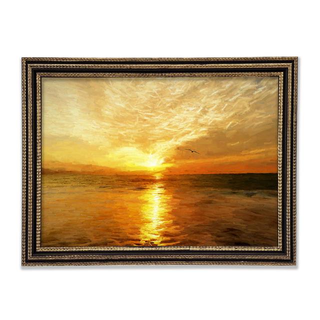 Perfect Sunset Ocean Framed Print Highland Dunes Size: 59.7cm H x 84.1cm W x 3cm D, Format: Black Framed Paper on Productcaster.