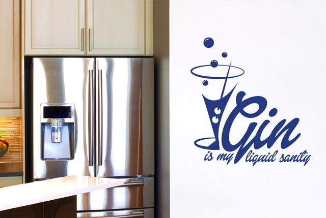 Gin Is My Liquid Sanity Wall Sticker Happy Larry Colour: Dark Blue on Productcaster.