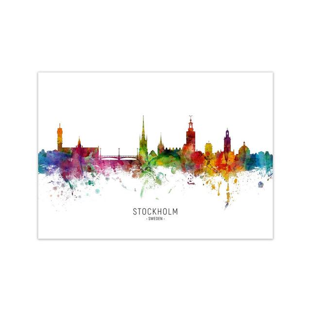 Stockholm Sweden Skyline by Michael Tompsett - Graphic Art Print Ebern Designs Size: 21cm H x 30cm W x 1cm D, Format: Unframed on Productcaster.