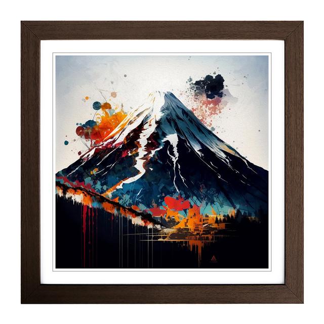 Mount Fuji Gestural Art - Single Picture Frame Art Prints on Wood Alpen Home Format: Walnut on Productcaster.