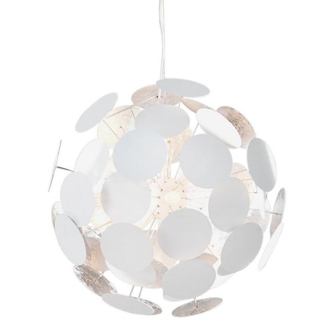 1 - Light Sphere Globe Pendant CAGue Shade Colour: White/Silver on Productcaster.