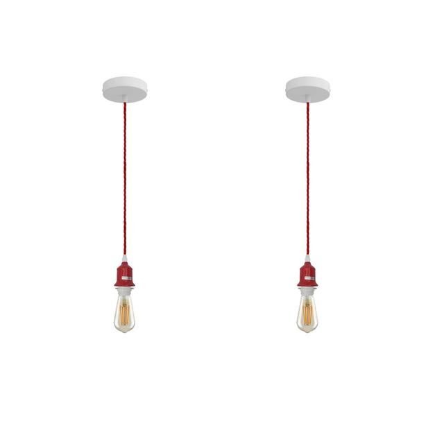 Ahamadou 1 - Light Single Pendant (Set of 2) Borough Wharf Base Finish: Red on Productcaster.