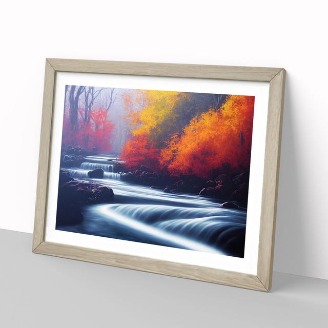 Vibrant Forest Stream - Picture Frame Painting Alpen Home Size: 46cm H x 64cm W x 2cm D, Frame Colour: Oak on Productcaster.