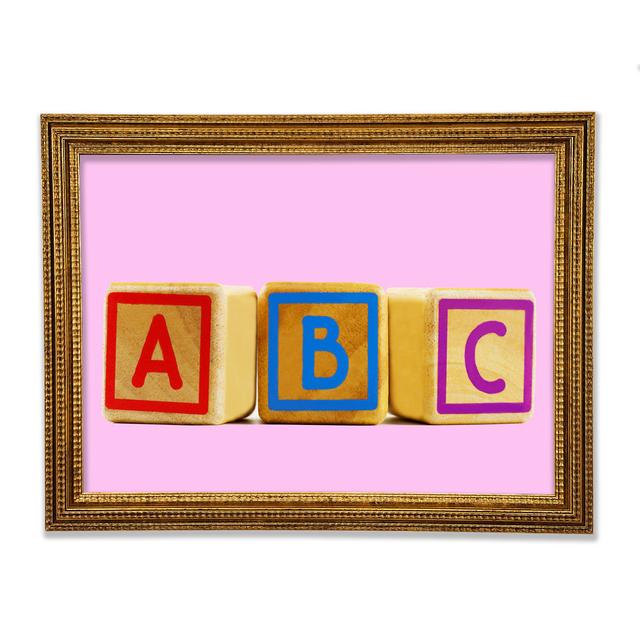 Three Alphabet Blocks Baby Blue - Print Bright Star Size: 29.7cm H x 42cm W, Colour: Pink on Productcaster.