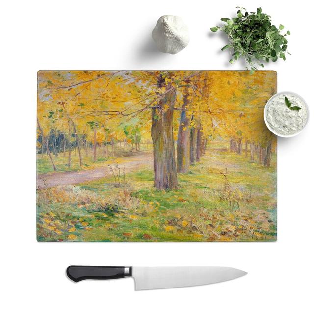 Tempered Glass Yellow-Leafed Poplar Trees by Kuroda Seiki Chopping Board East Urban Home Size: 39 cm W x 28.5 cm L on Productcaster.