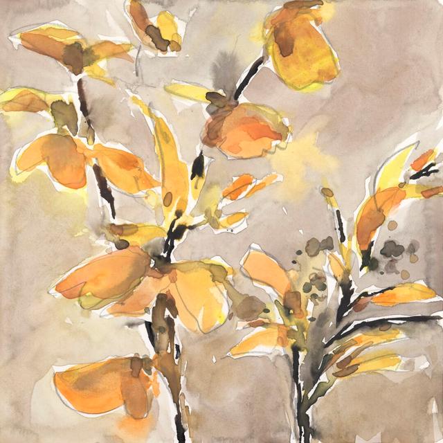 Ginkgo Leaf Moment I by Samuel Dixon - Wrapped Canvas Painting Rosalind Wheeler Size: 76cm H x 76cm W on Productcaster.