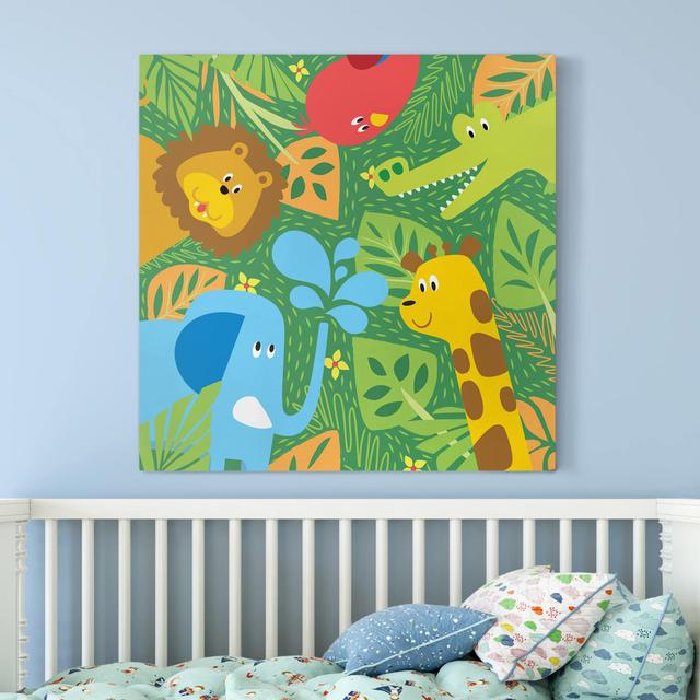 Zoo Animals - Wrapped Canvas Graphic Art Zoomie Kids Format: 260g/m² Canvas, Size: 50cm H x 50cm W on Productcaster.