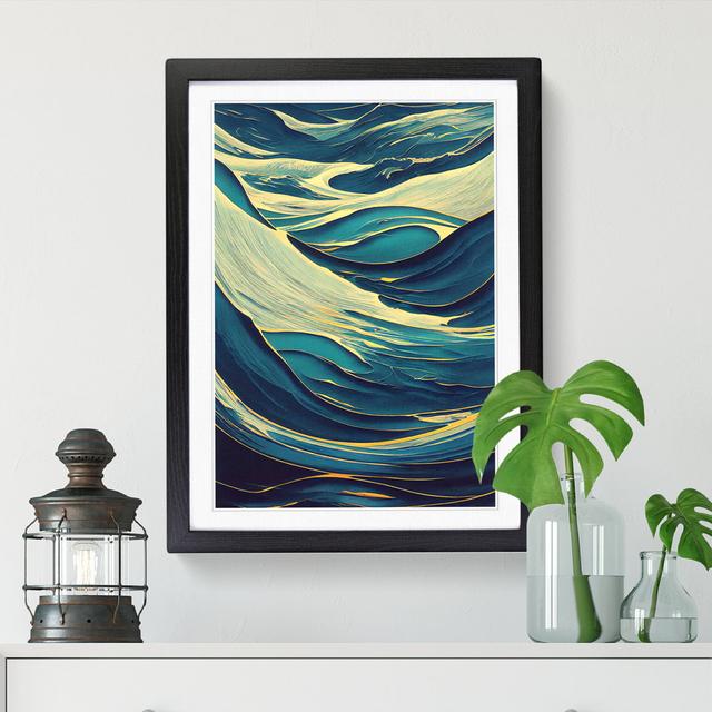 Ocean Sea Abstract Art Vol.4 - Picture Frame Print Big Box Art Frame Option: Walnut, Size: 46cm H x 34cm W x 2cm D on Productcaster.