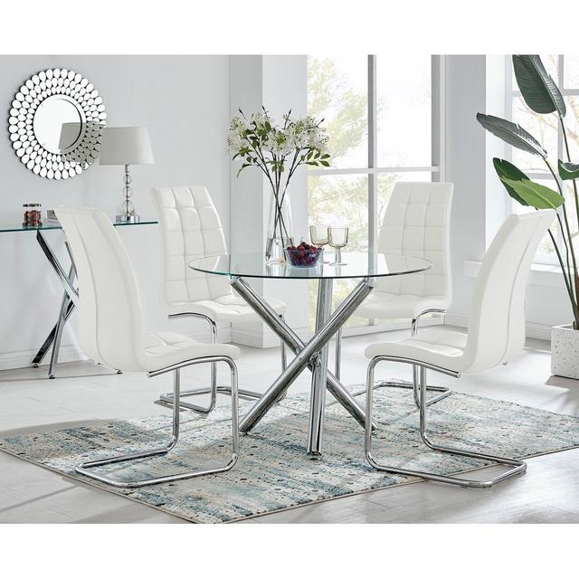 Chowchilla Dining Set with 4 Chairs Canora Grey Colour (Chair): White on Productcaster.