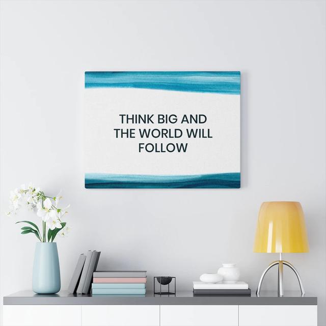 Think Big - Wrapped Canvas Print Blue Elephant Size: 46cm H x 61cm W on Productcaster.