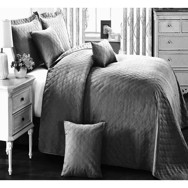 Abbate Microfibre Bedspread Set ClassicLiving Colour: Grey, Size: 240 x 240cm Bedspread + 2 Pillow Shams on Productcaster.