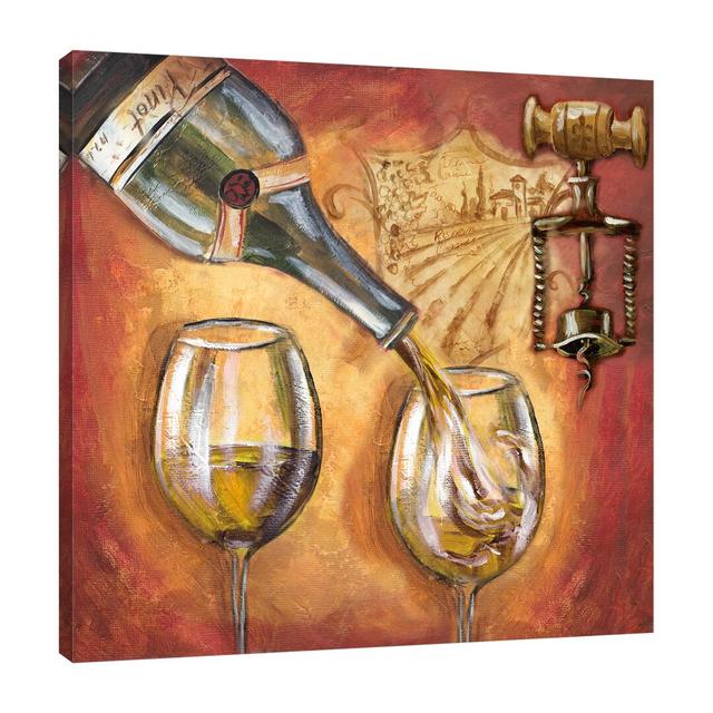 'Wine Pouring II' by Tre Sorelle Studios Watercolour Painting Print on Wrapped Canvas East Urban Home Size: 45.72cm H x 45.72cm W on Productcaster.