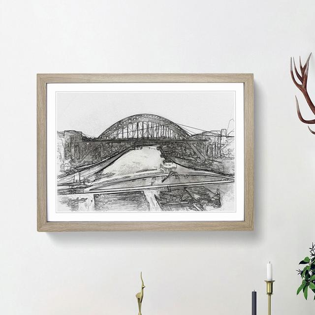 Tyne Bridge Linking Newcastle in Abstract - Picture Frame Graphic Art Print East Urban Home Frame Option: Oak Framed, Size: 27cm H x 36cm W x 2cm D on Productcaster.