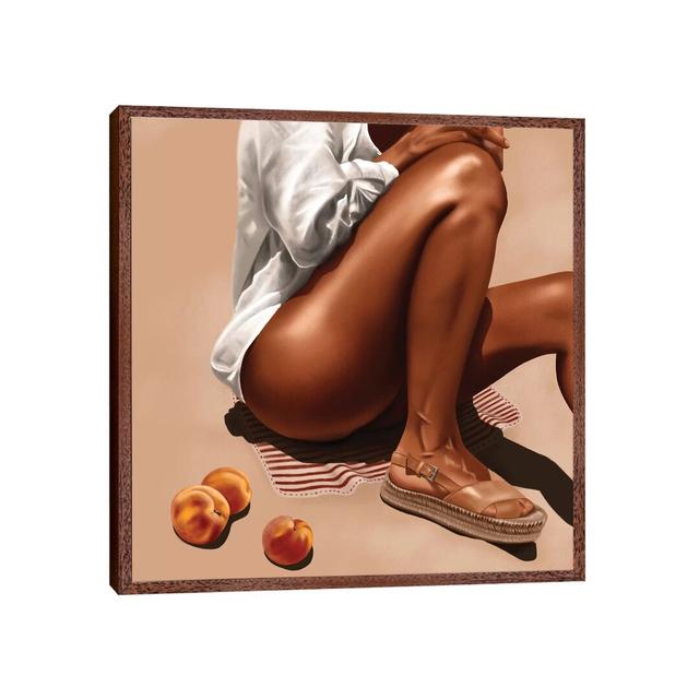 Peachy Summer by Teodora Jelenic - Painting Print on Canvas Ebern Designs Format: Classic Brown Wood Framed, Size: 45.72cm H x 45.72cm W x 3.81cm D on Productcaster.