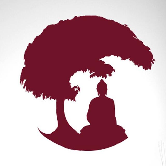 Gautama Buddha Under Bonsai Tree Wall Sticker East Urban Home Colour: Burgundy on Productcaster.