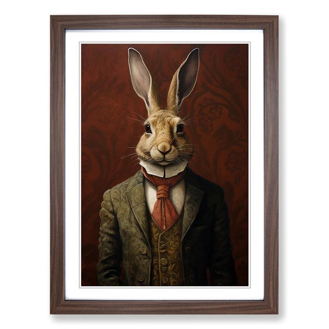 Hare Minimalism Happy Larry Format: Walnut Framed, Size: 64cm H x 46cm W x 2cm D on Productcaster.