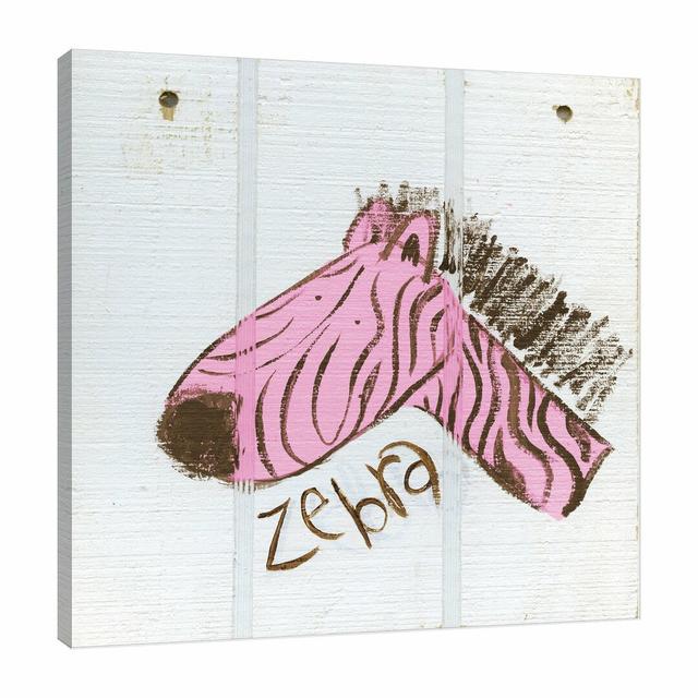 Happy Pink Zebra by Erin Burston - Wrapped Canvas Painting Print East Urban Home Size: 61cm H x 61cm W x 4cm D on Productcaster.