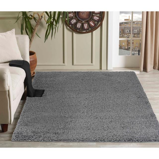 Huw Solid Colour Machine Woven Dark Grey Area Rug Hashtag Home Rug Size: Rectangle 60 x 110cm on Productcaster.