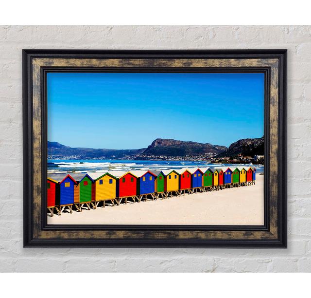 Colourful Beach Hut Line-Up - Single Picture Frame Art Prints Bright Star Size: 84.1cm H x 142.2cm W x 8cm on Productcaster.