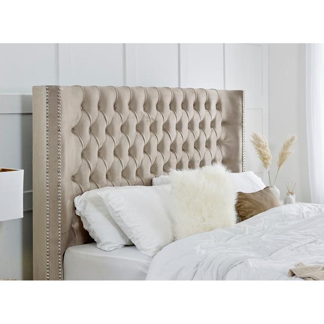 Jaina Upholstered Bed Frame Mercer41 Size: Small Double (4'), Colour: Beige on Productcaster.