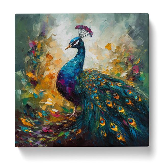 Peacock Palette Knife No.1 - No Frame Art Prints Latitude Vive Size: 35cm H x 35cm W x 3cm D on Productcaster.