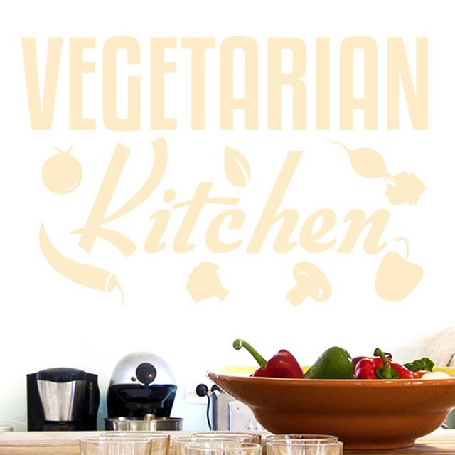 Vegetarian Kitchen Sign Wall Sticker 17 Stories Colour: Beige, Size: Large on Productcaster.