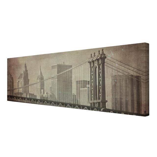 Vintage New York City - Wrapped Canvas Graphic Art Print East Urban Home Size: 90 L x 30 W on Productcaster.