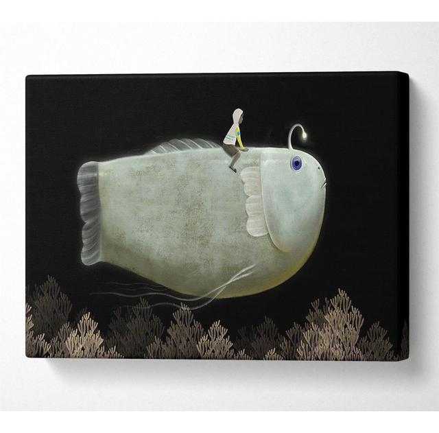 Riding the Anglerfish - Wrapped Canvas Graphic Art Zoomie Kids Size: 81cm H x 121.9cm W on Productcaster.