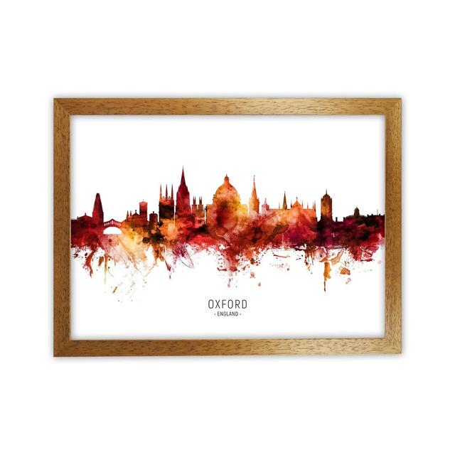 Oxford England Skyline Red City Name by Michael Tompsett - Print Ebern Designs Size: 25cm H x 34cm W x 3cm D, Format: Oak Framed on Productcaster.