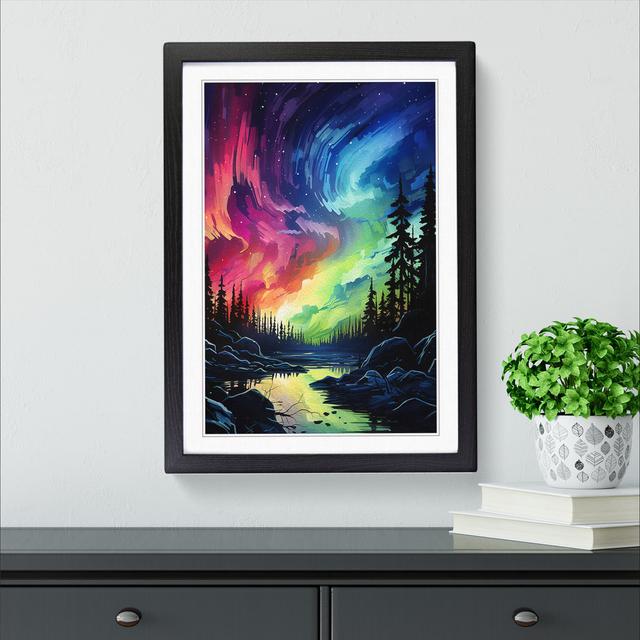 Northern Lights Dadaism - Single Picture Frame Print on Wood Alpen Home Format: Black, Size: 46cm H x 34cm W x 2cm D on Productcaster.