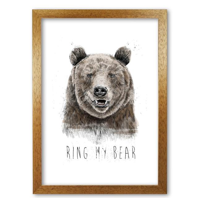 'Ring My Bear' Graphic Art East Urban Home Size: 84 cm H x 59.4 cm W x 5 cm D, Frame Options: Honey Oak on Productcaster.