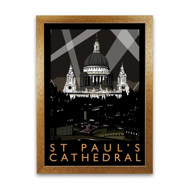 St Paul's Cathedral At Night by Richard O'Neill - Single Picture Frame Print 17 Stories Frame Options: Honey Oak, Size: 42 cm H x 29.7 cm W on Productcaster.