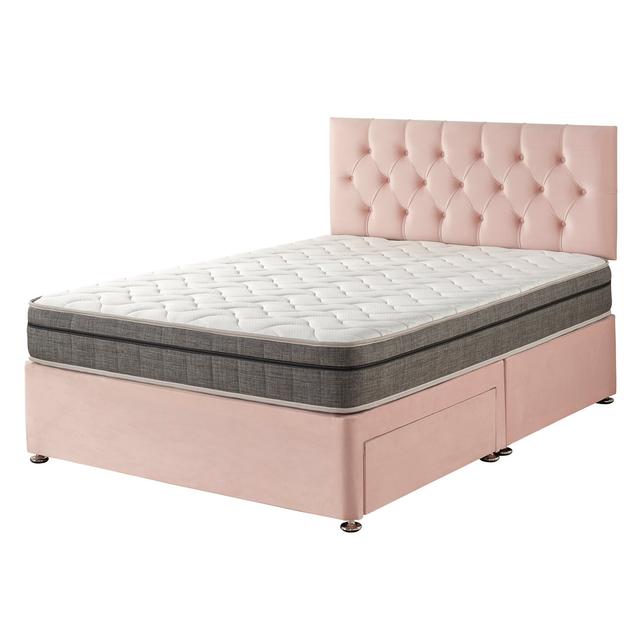 Opie Pocket Memory Divan Bed Set Rosdorf Park Colour: Rose, Storage Type: No Drawers, Size: Single (3') on Productcaster.