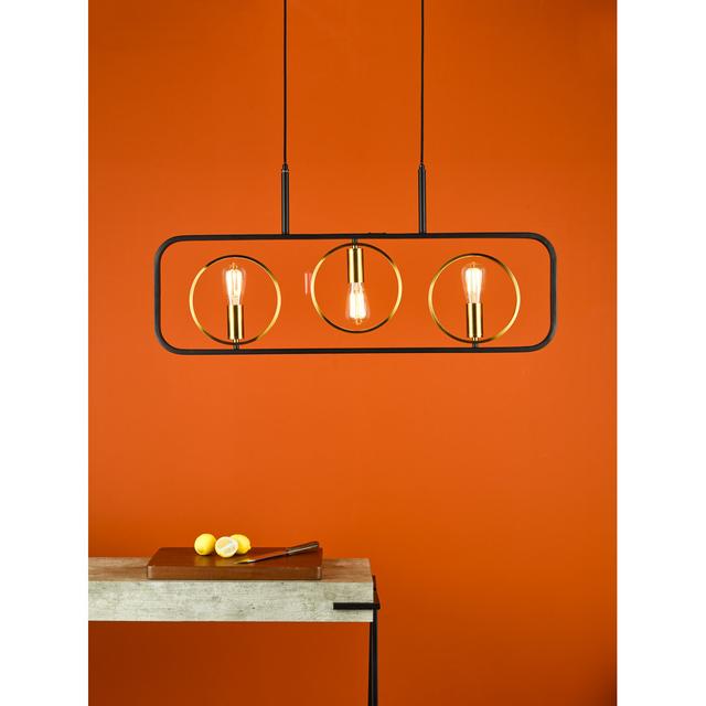 Ryota 3 Light Bar Pendant Satin Black Antique Gold Canora Grey on Productcaster.