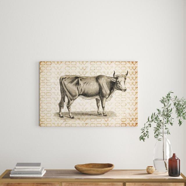 Cow by Canyon Gallery Graphic Art Wrapped on Canvas East Urban Home Size: 61cm H x 92cm W on Productcaster.