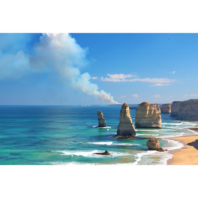 The Twelve Apostles, Australia, And A Bushfire Highland Dunes Size: 61cm H x 91cm W on Productcaster.