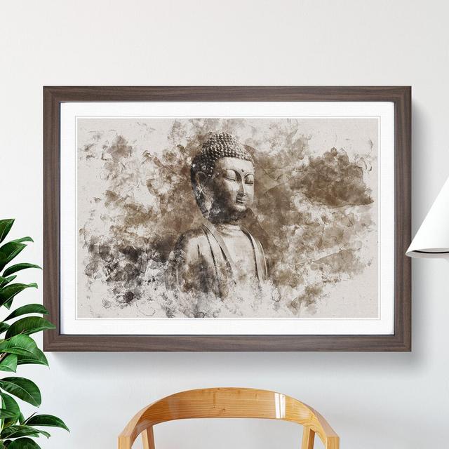 Buddha Statue Vol.3 Watercolour - Picture Frame Graphic Art East Urban Home Size: 65cm H x 90cm W x 2cm D, Frame Option: Walnut on Productcaster.