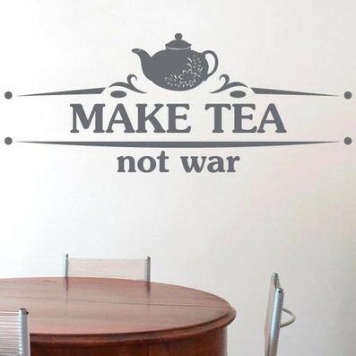 Make Tea Not War Flower Teapot Wall Sticker East Urban Home Size: Medium, Colour: Aqua Green on Productcaster.