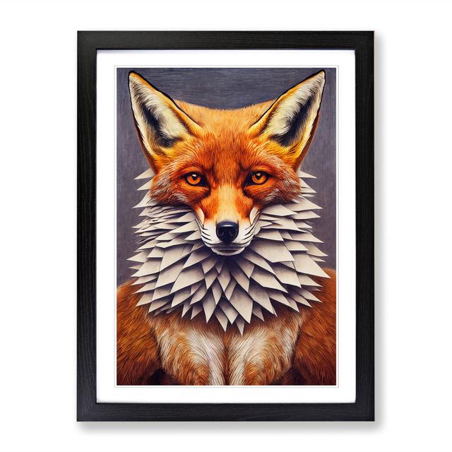 Vintage Fox Art Vol.1 - Picture Frame Graphic Art Big Box Art Frame Colour: Black, Size: 64cm H x 46cm W x 2cm D on Productcaster.